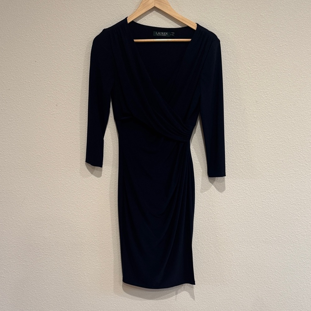 Lauren Ralph Lauren Elegant Navy Long Sleeve Dress